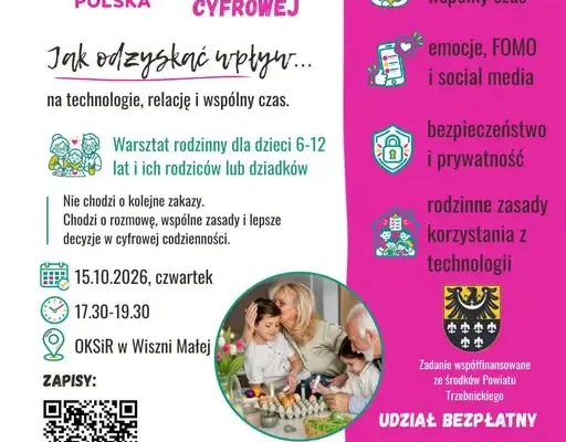 Bezpłatny trening zaradności cyfrowej w Wiszni Małej – warsztaty dla rodziców i rodzin