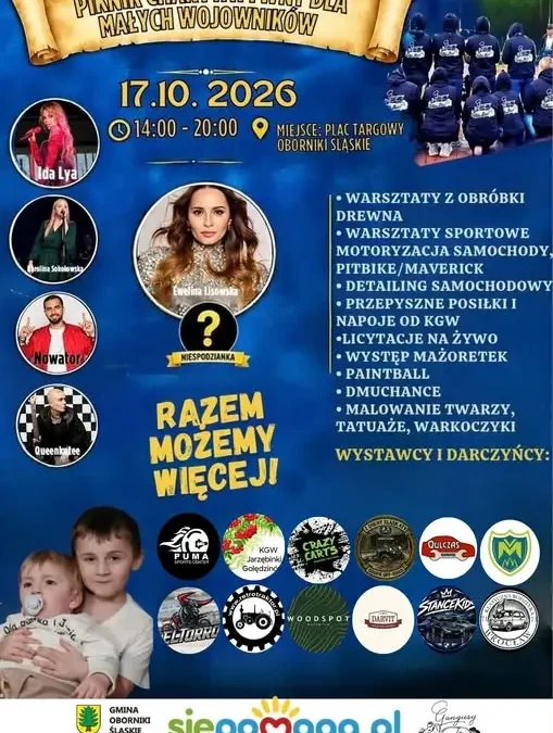 Wielki Piknik Charytatywny „Dla Małych Wojowników” w Obornikach Śląskich – znamy szczegóły atrakcji!