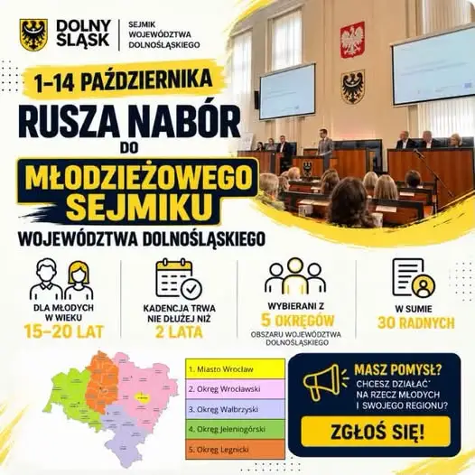 Młodzieżowy Sejmik Dolnego Śląska 2026: ruszył nabór kandydatów