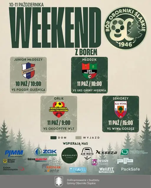 Piłkarski weekend z Borem – terminarz meczów 10-11 października
