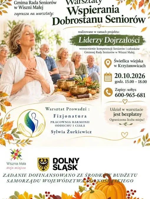 Bezpłatne warsztaty dobrostanu dla seniorów w Krzyżanowicach – 20 października