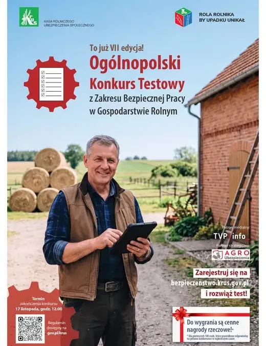 KRUS zaprasza rolników z Gminy Prusice do udziału w konkursie o bezpieczeństwie pracy