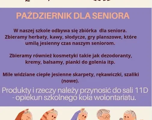 Zbiórka dla seniorów w Szkole Podstawowej nr 1 w Obornikach Śląskich