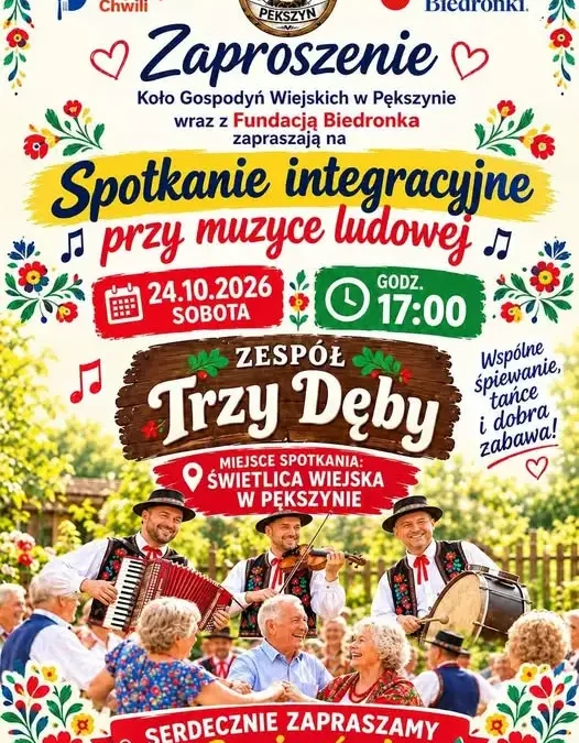 Pększyn zaprasza seniorów na popołudnie z muzyką ludową
