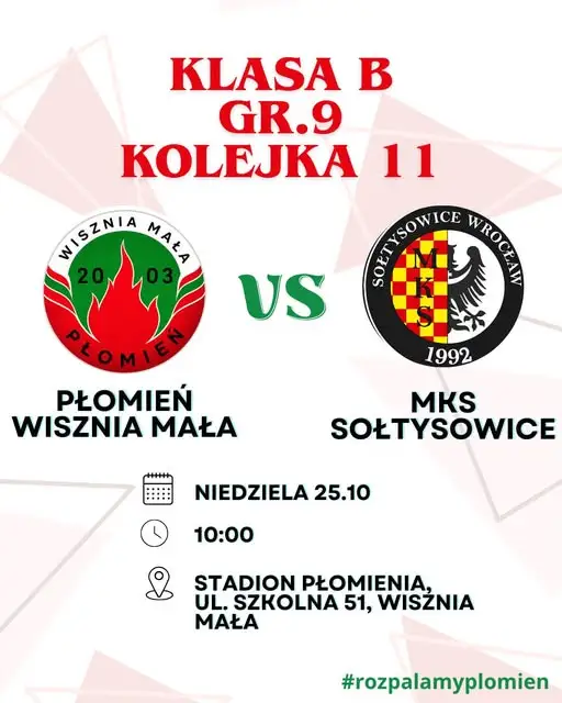 Płomień Wisznia Mała podejmie lidera – MKS Sołtysowice w 11. kolejce