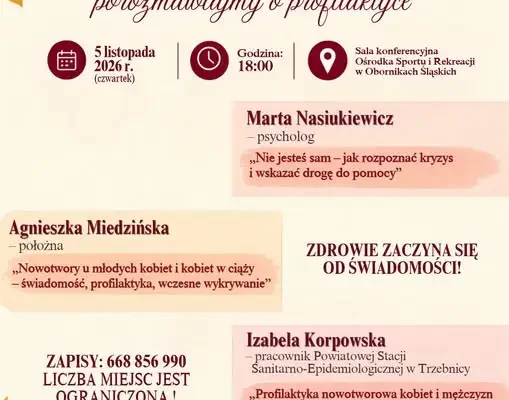 Oborniki Śląskie: spotkanie o zdrowiu i profilaktyce już 5 listopada