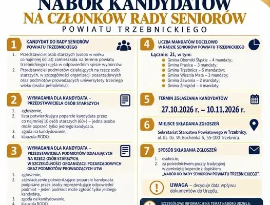 Rusza nabór do Rady Seniorów Powiatu Trzebnickiego – zgłoszenia do 10 listopada