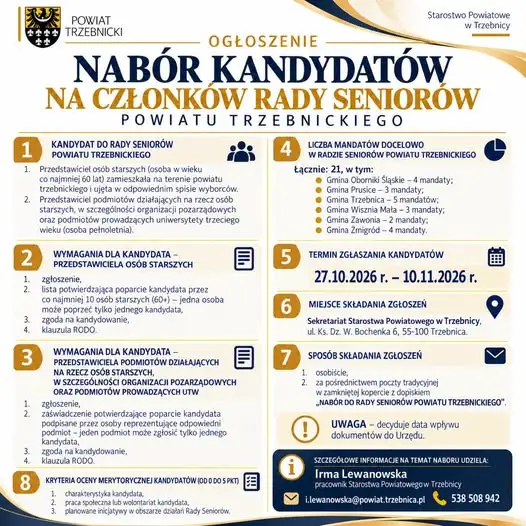 Rusza nabór do Rady Seniorów Powiatu Trzebnickiego – zgłoszenia do 10 listopada
